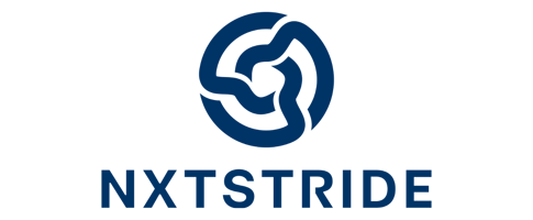 NxtStride blue logo with text transparent bg